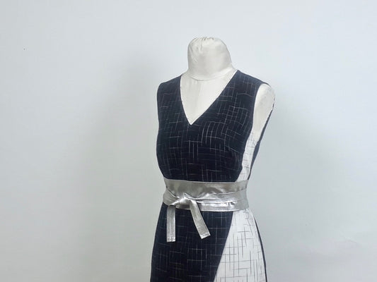 Black and White Checks Asymmetric Dress by Loom and Stars