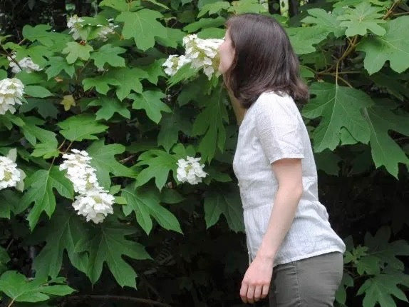 Darling Ranges top in handwoven striped fabric from Loom and Stars