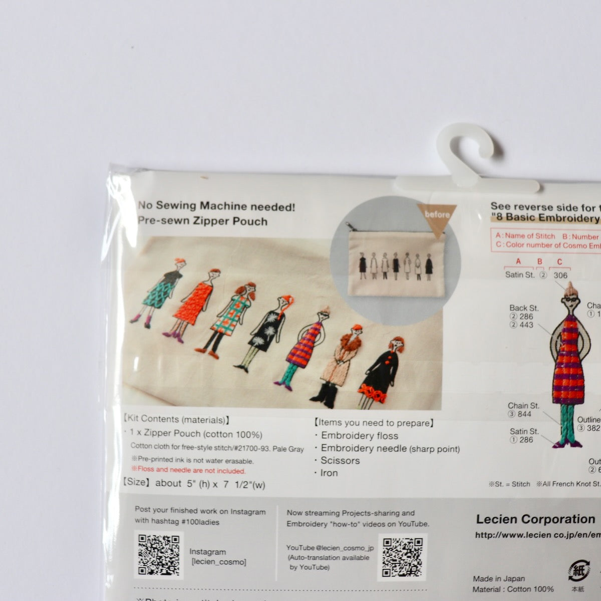 100 ladies zipper pouch to embroider Japanese crafts stitching