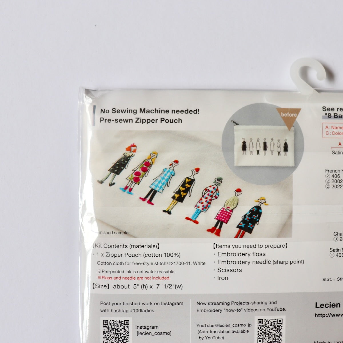 100 ladies zipper pouch to embroider stitching gift