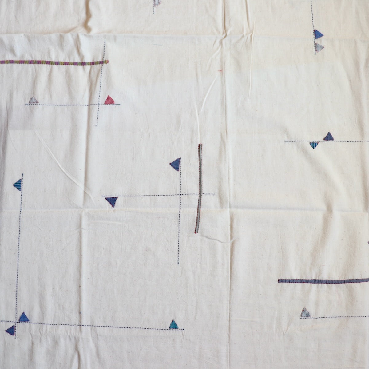 Linear Hand Embroidered Handloom Cotton — 1.5 Yard Panel