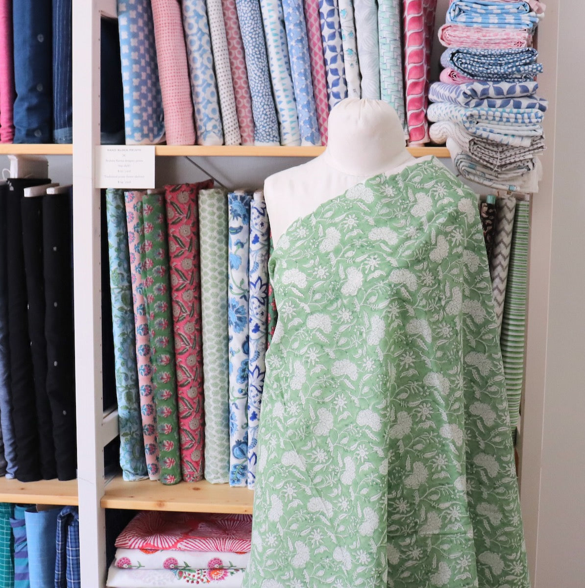 Gentle Green Floral Block Print Cotton