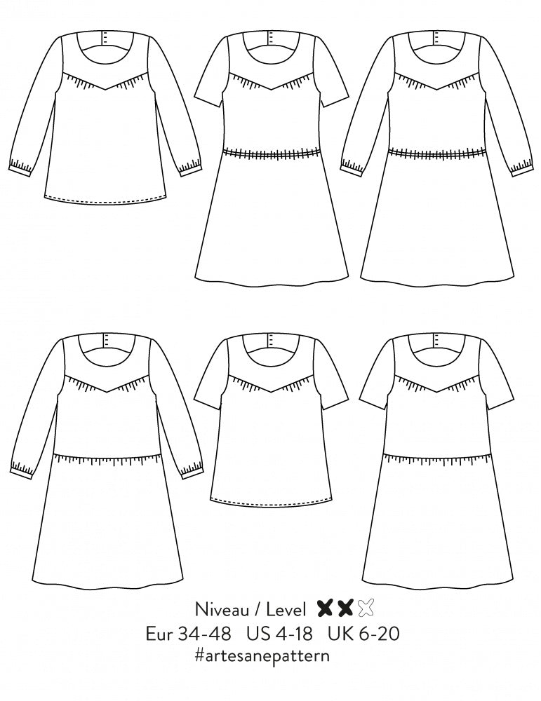 artesane top or dress sewing pattern by atelier scammit
