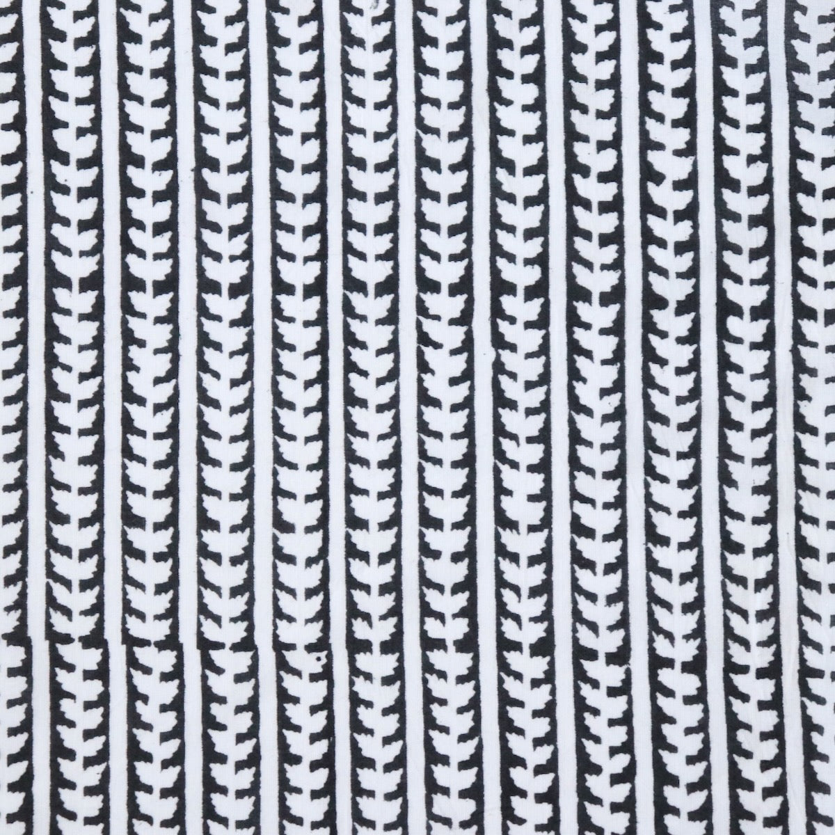 Swatch — Black Stripe Block Print Cotton