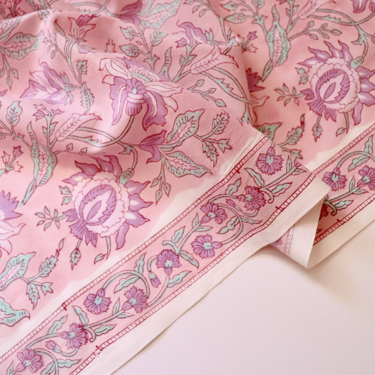 Orchid Border Block Print Cotton