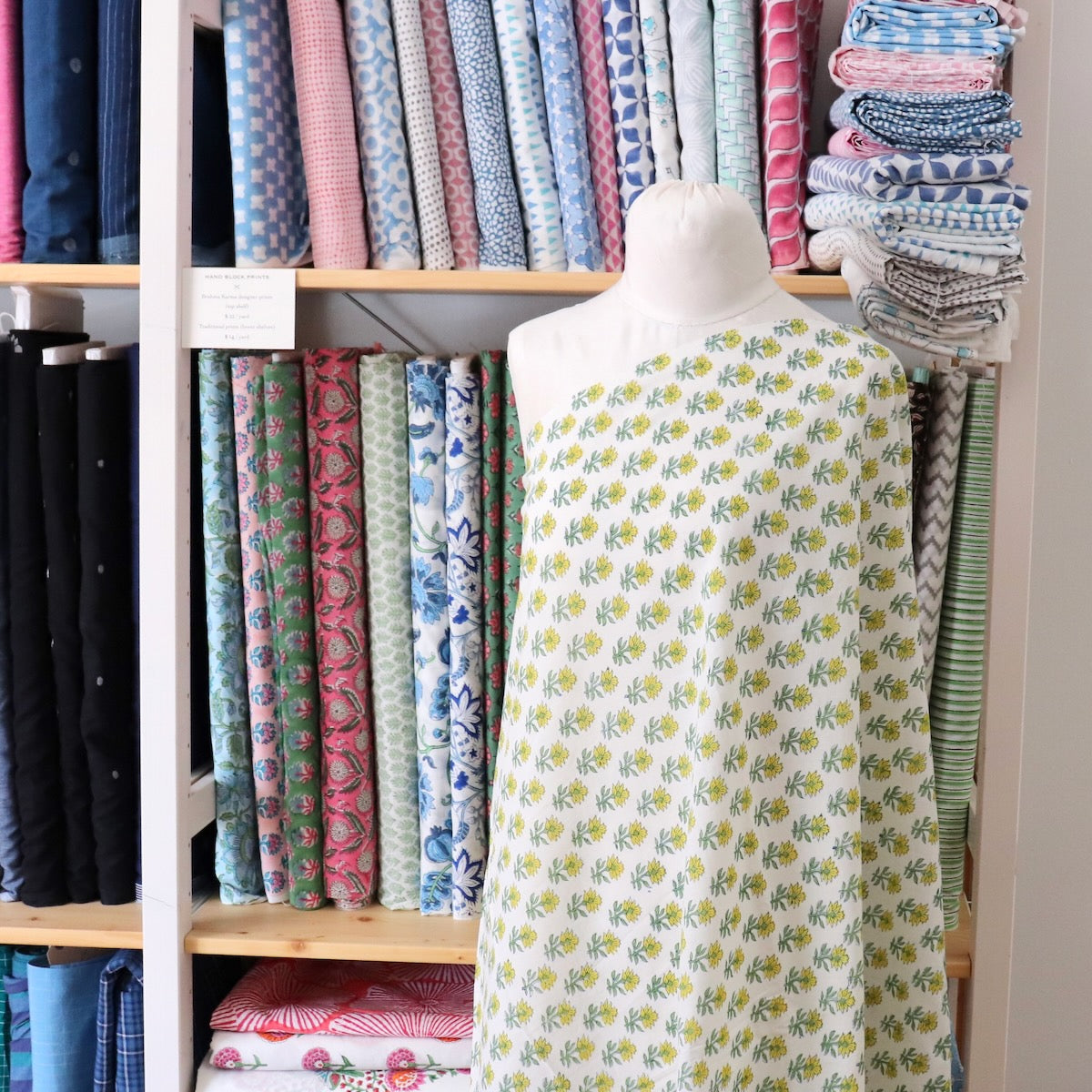 Lemony Spriglet Block Print Cotton