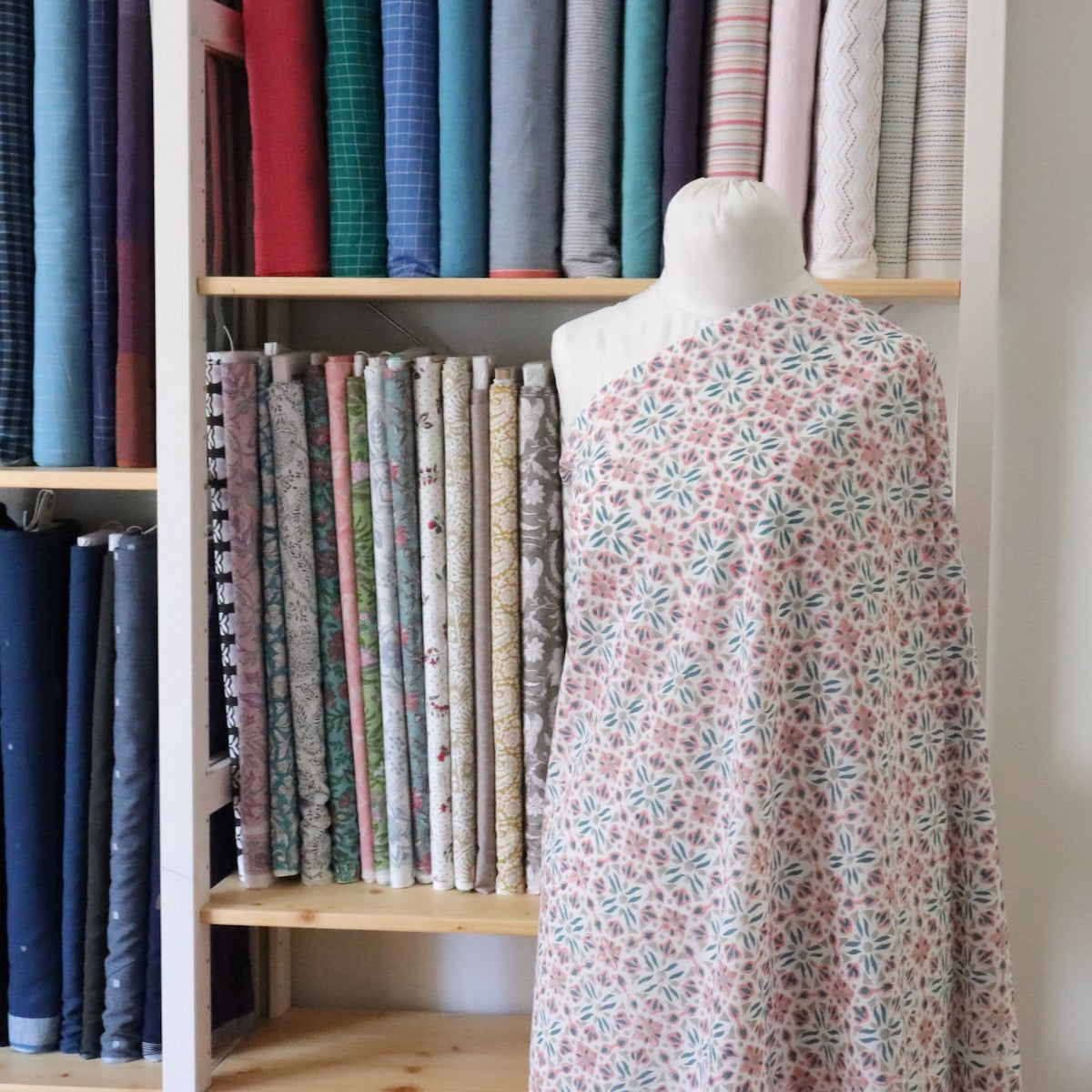 indian block print fabric pink and blue geometric design cotton yardage