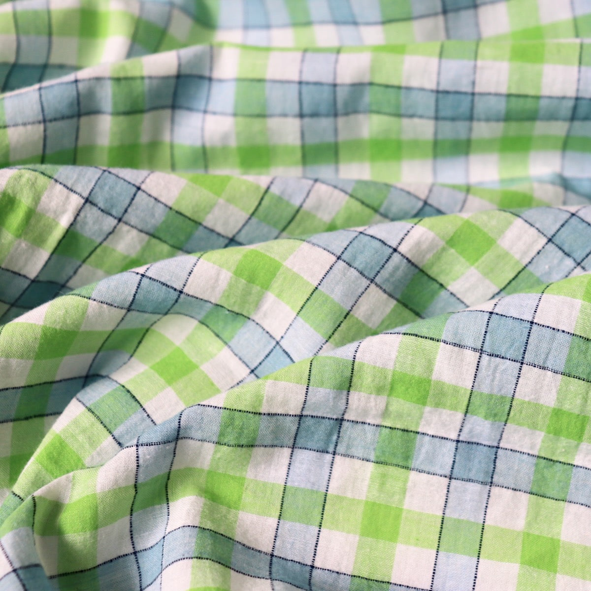 Swatch — Lake Blue Check Handloom Cotton