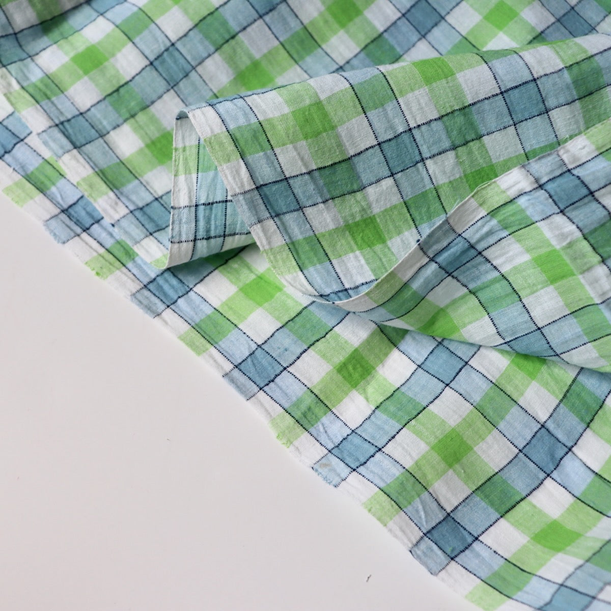 Swatch — Lake Blue Check Handloom Cotton