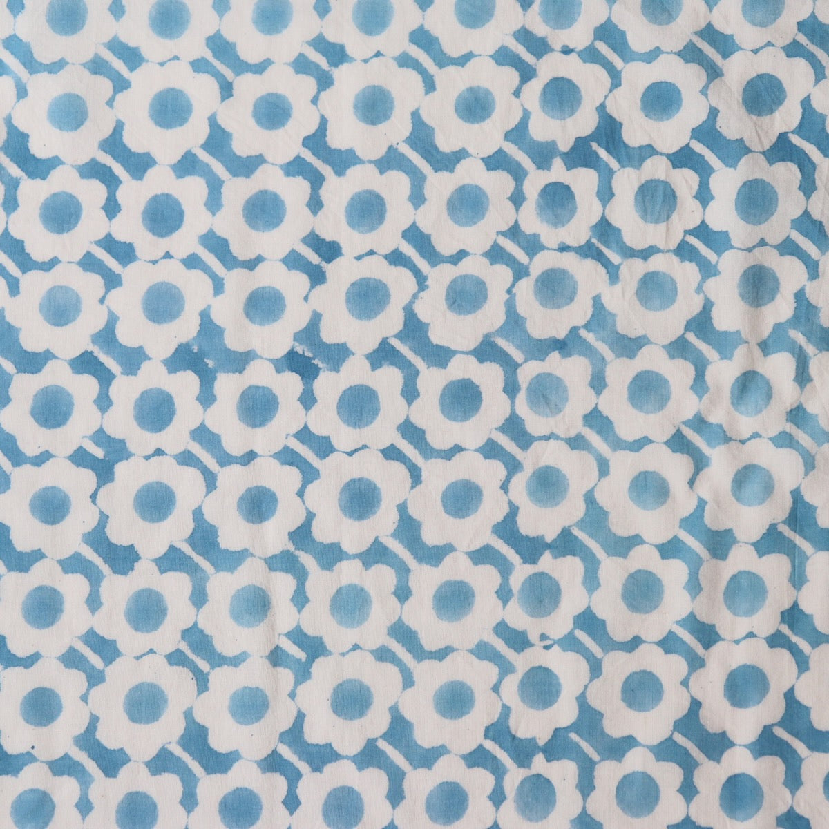 Swatch — Brahma Karma Block Print — Blue Flower Gadh