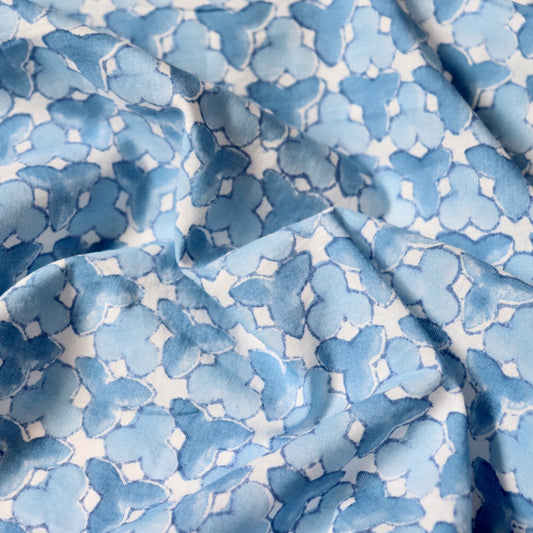 Brahma Karma Block Print — Blue Fan Flower