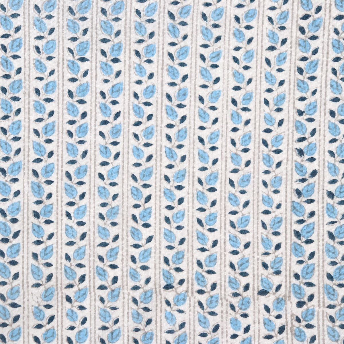 blue tiny leaf print cotton fabric