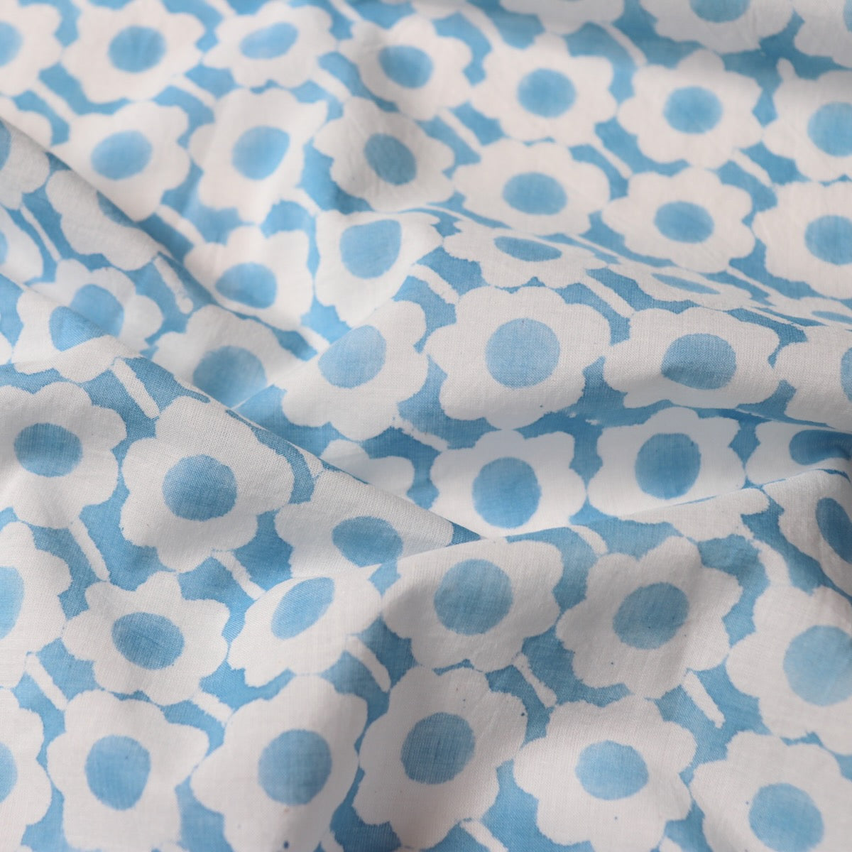 Swatch — Brahma Karma Block Print — Blue Flower Gadh