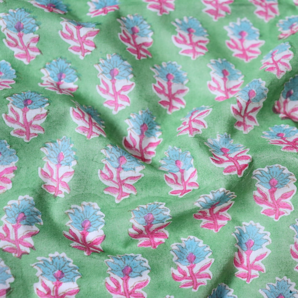 Swatch — Dancing Sprigs Block Print Cotton