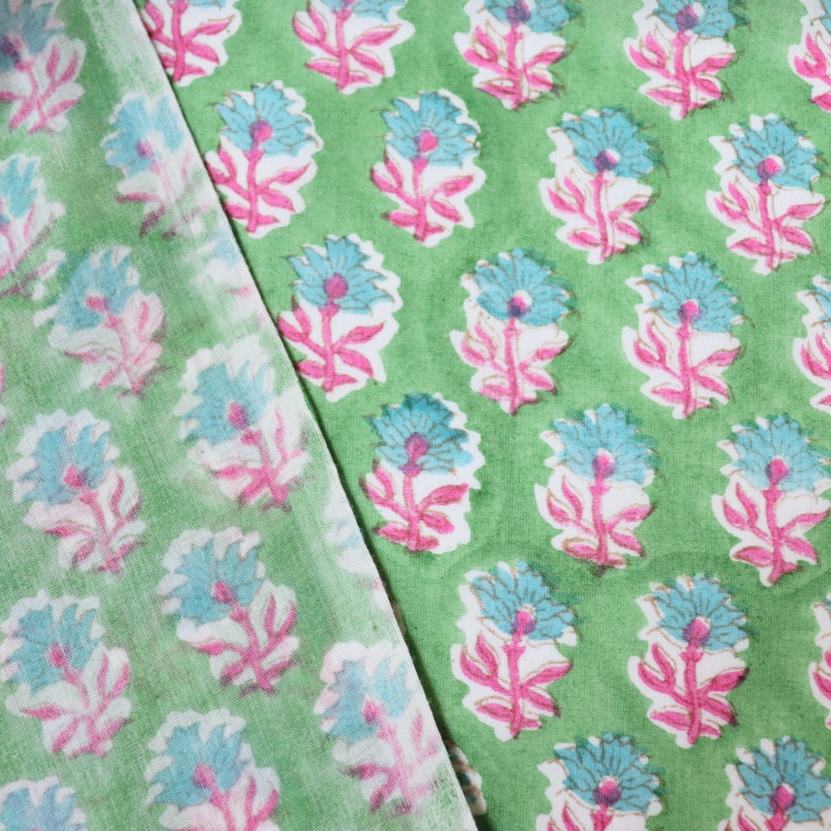 Swatch — Dancing Sprigs Block Print Cotton