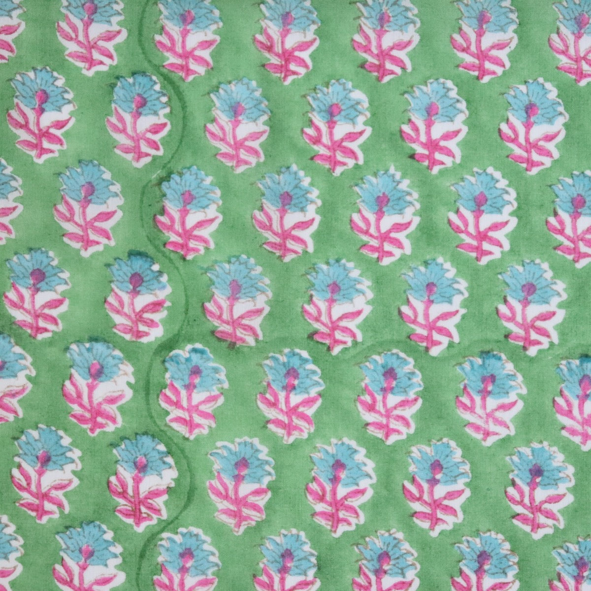 Swatch — Dancing Sprigs Block Print Cotton