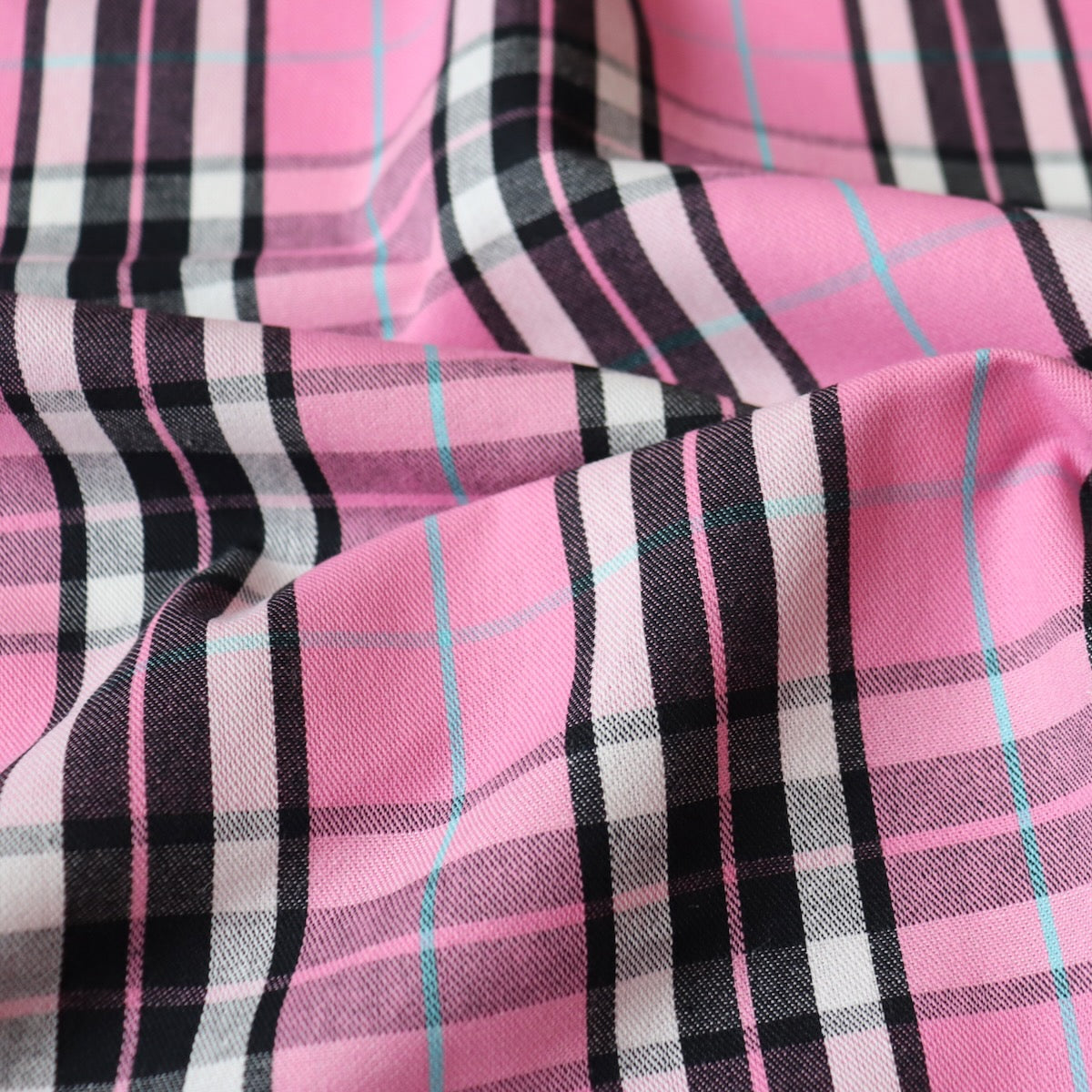 bright pink plaid fabric all cotton from Japan