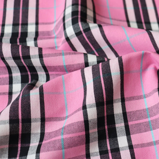 bright pink plaid fabric all cotton from Japan