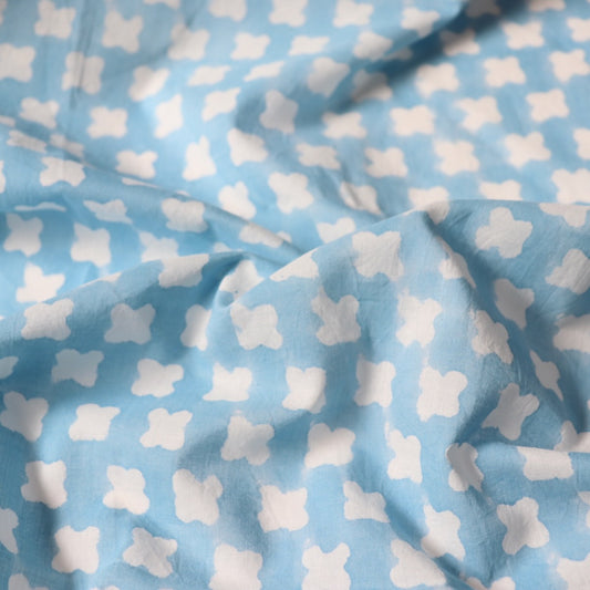 Brahma Karma Block Print — Blue Four Petal Gadh