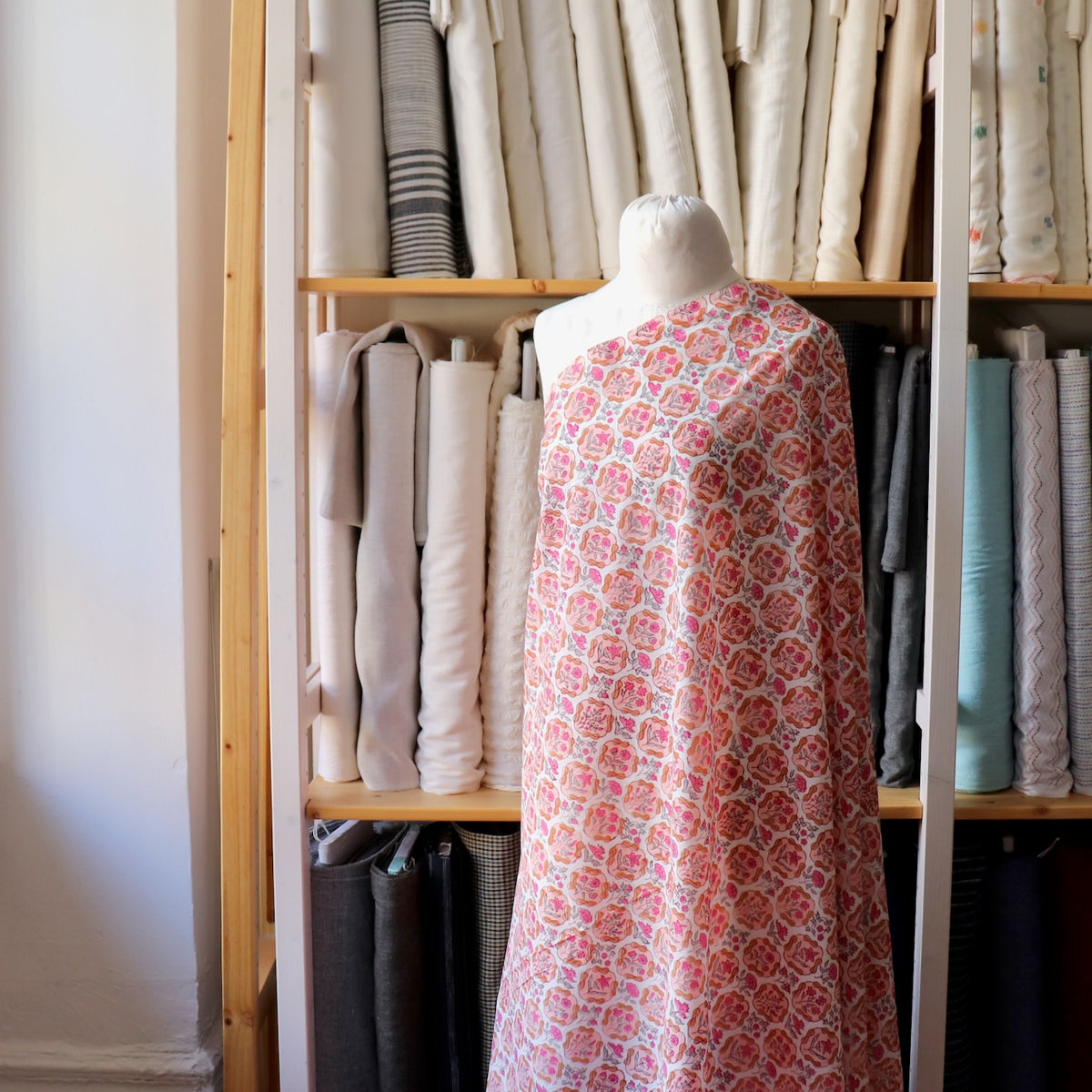 Rose Rondel Block Print Cotton