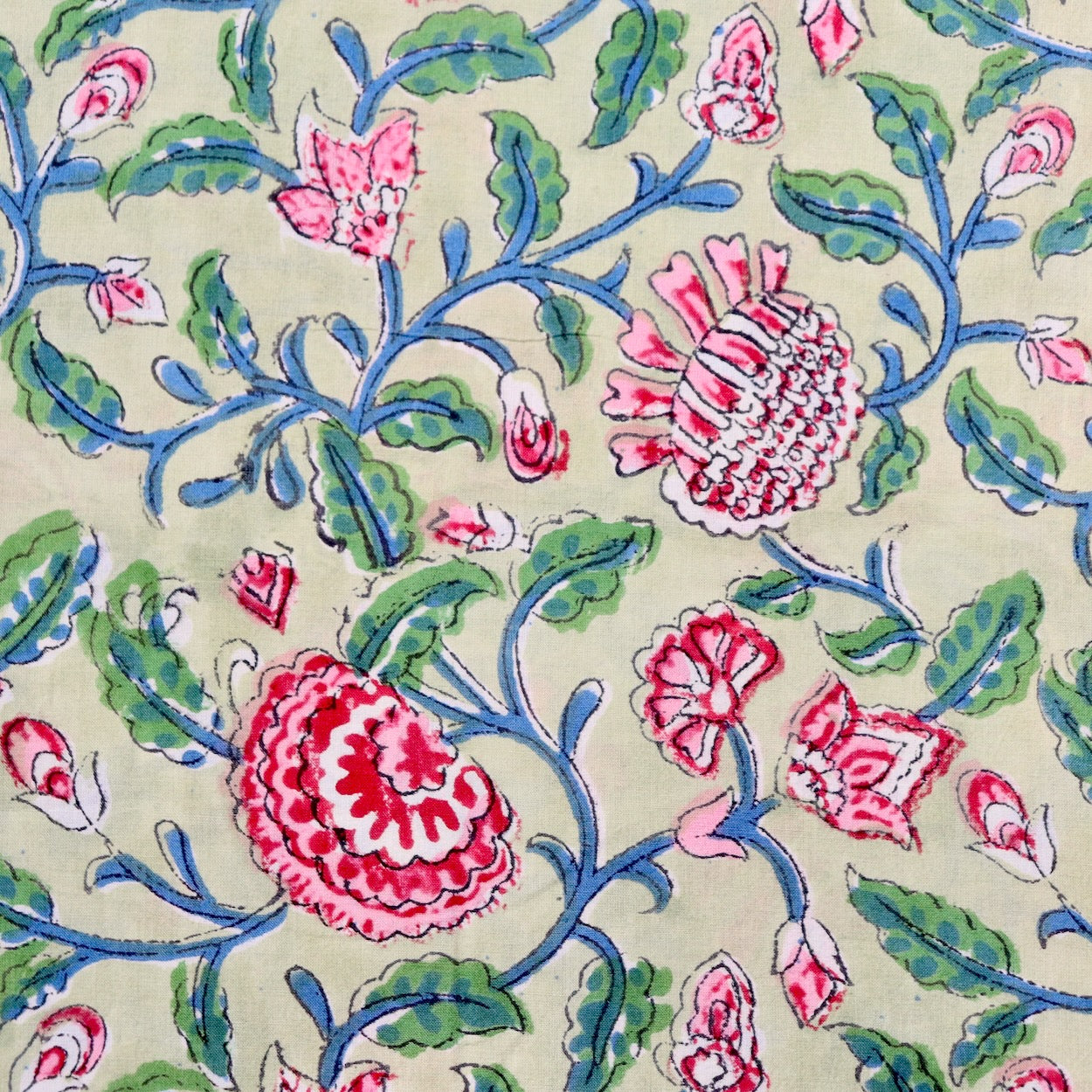 colorful hand block print cotton fabric for quilting and crafts