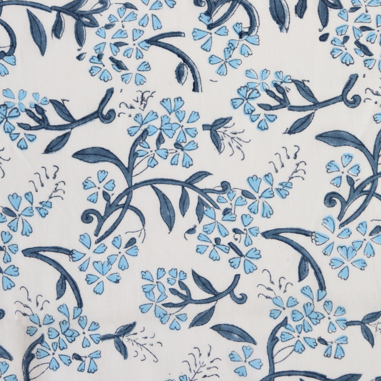 fat quarters blue floral hand block print cotton fabrics