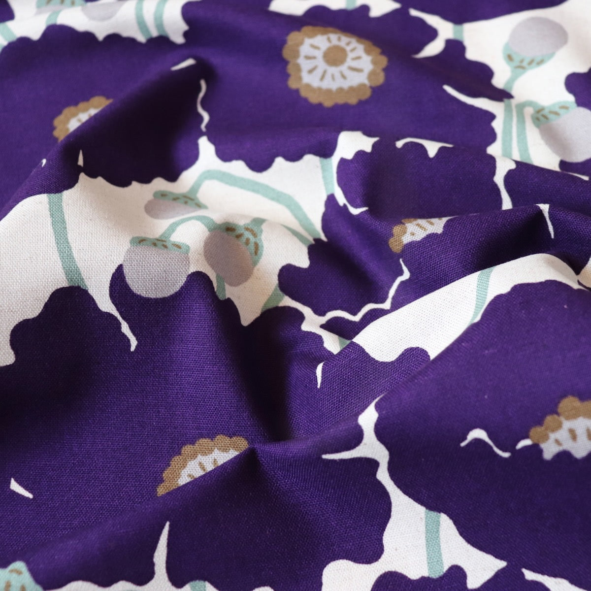 Purple Poppies Cotton Linen Canvas