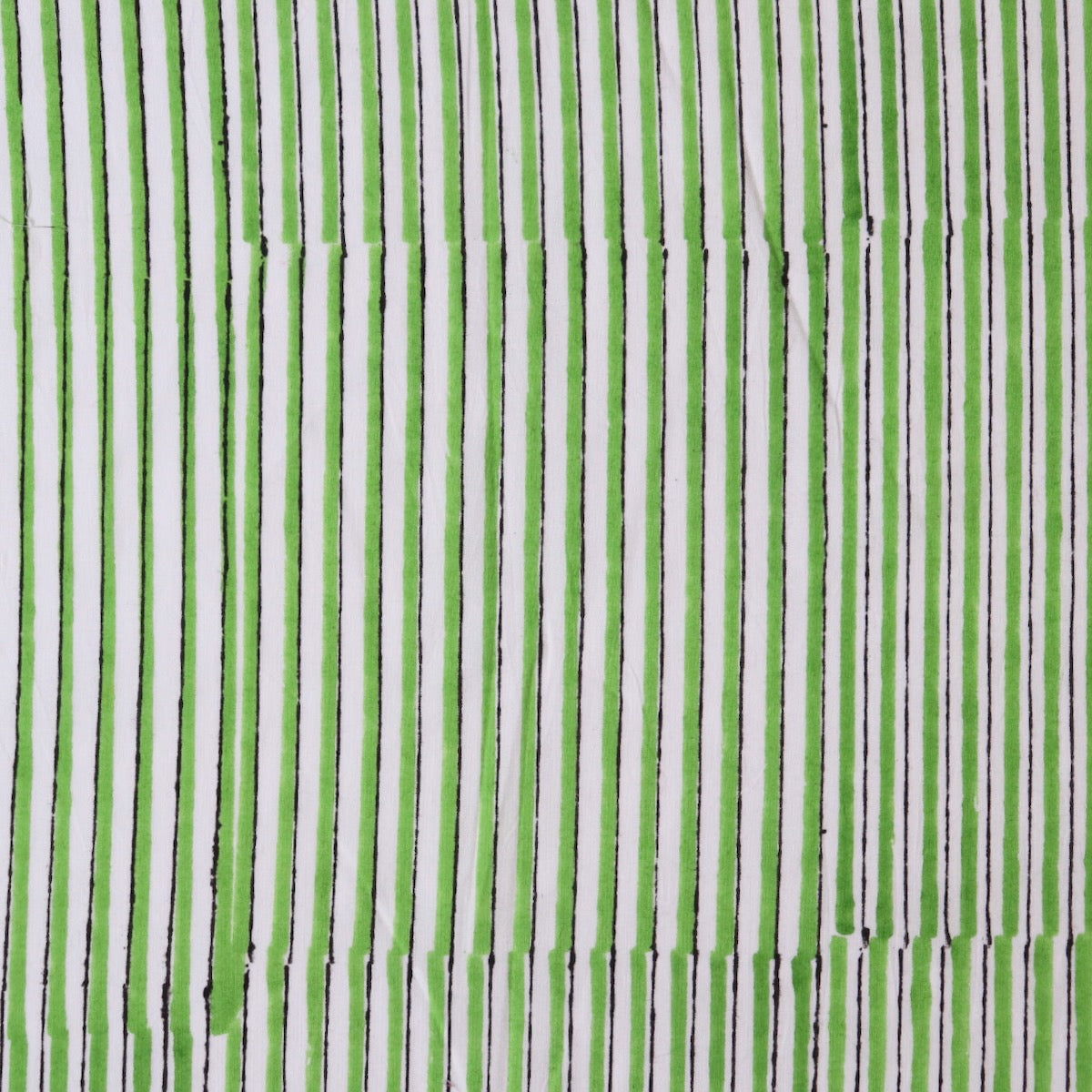 Lime Stripe Block Print Cotton