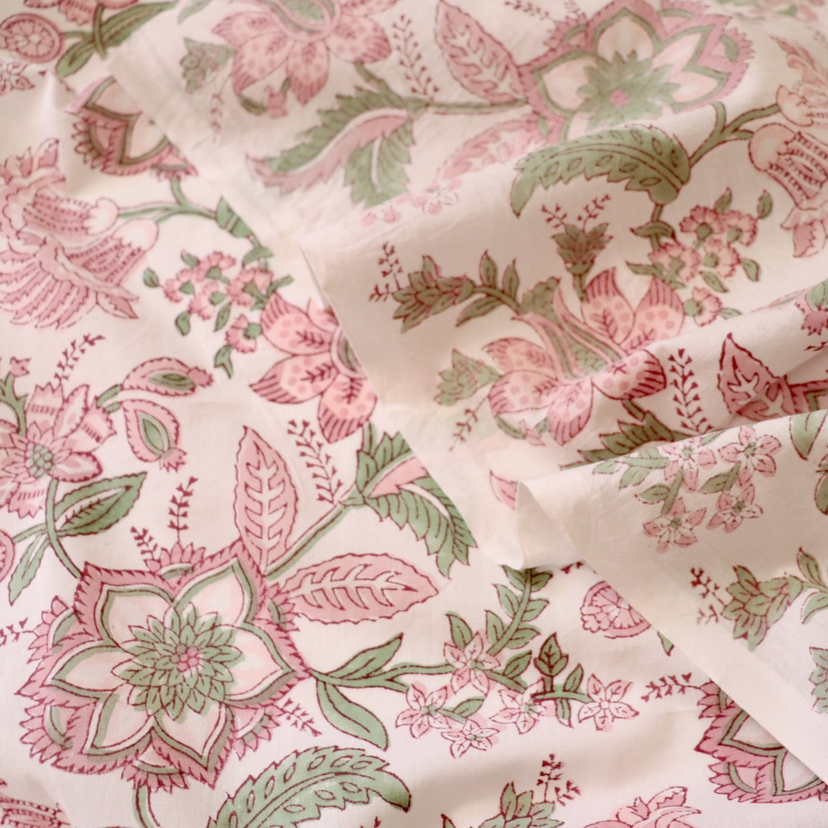 Peony Pink Block Print Cotton