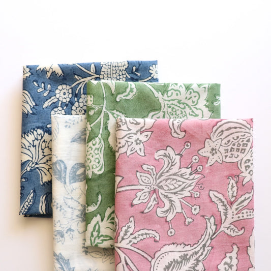 fat quarter bundle of flower print cotton fabrics