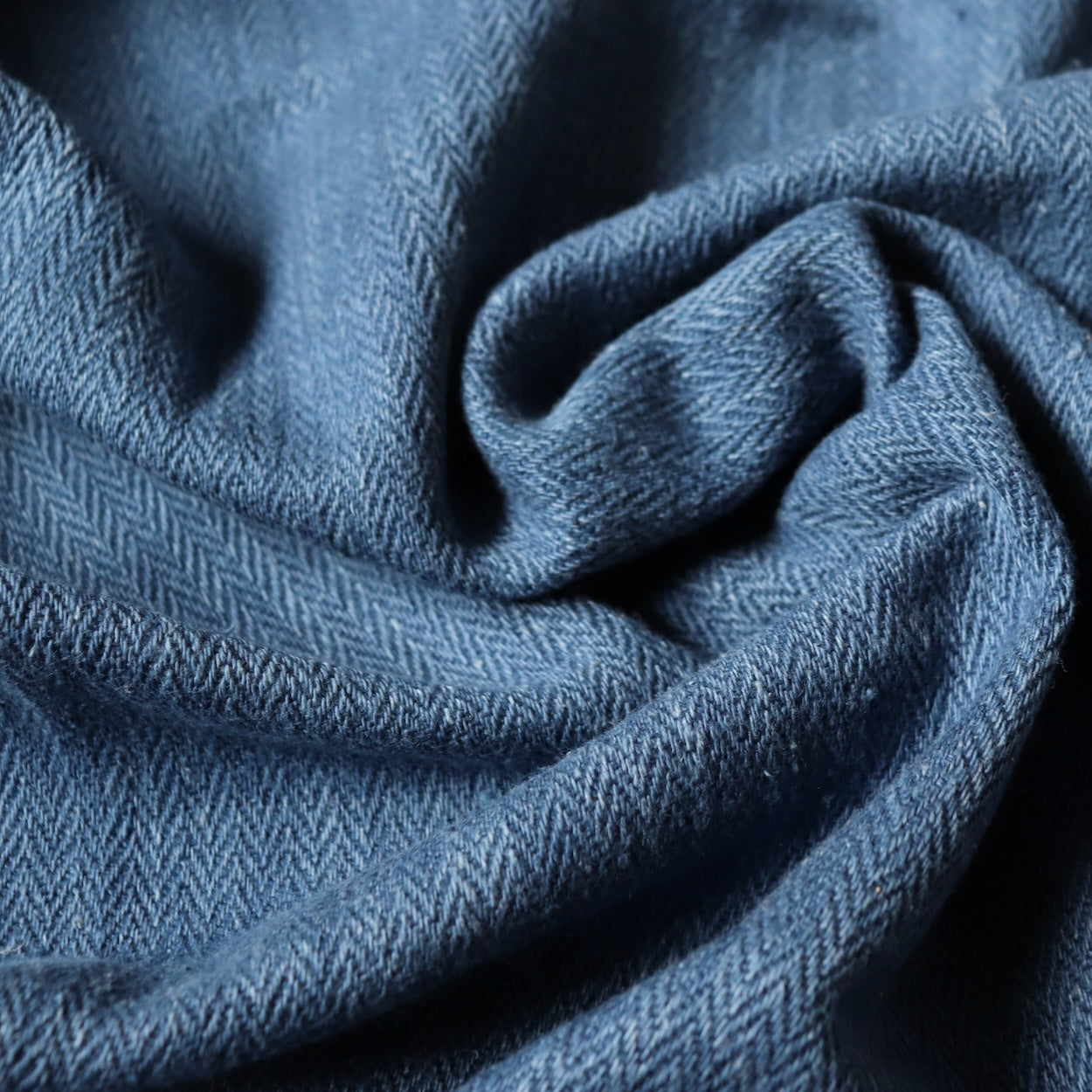 Not Denim Indigo Herringbone Handloom Cotton — 0.47 Yard Remnant