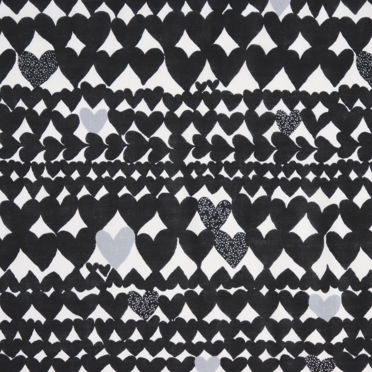 cotton lawn fabric black heart print on white Hokkoh Japan
