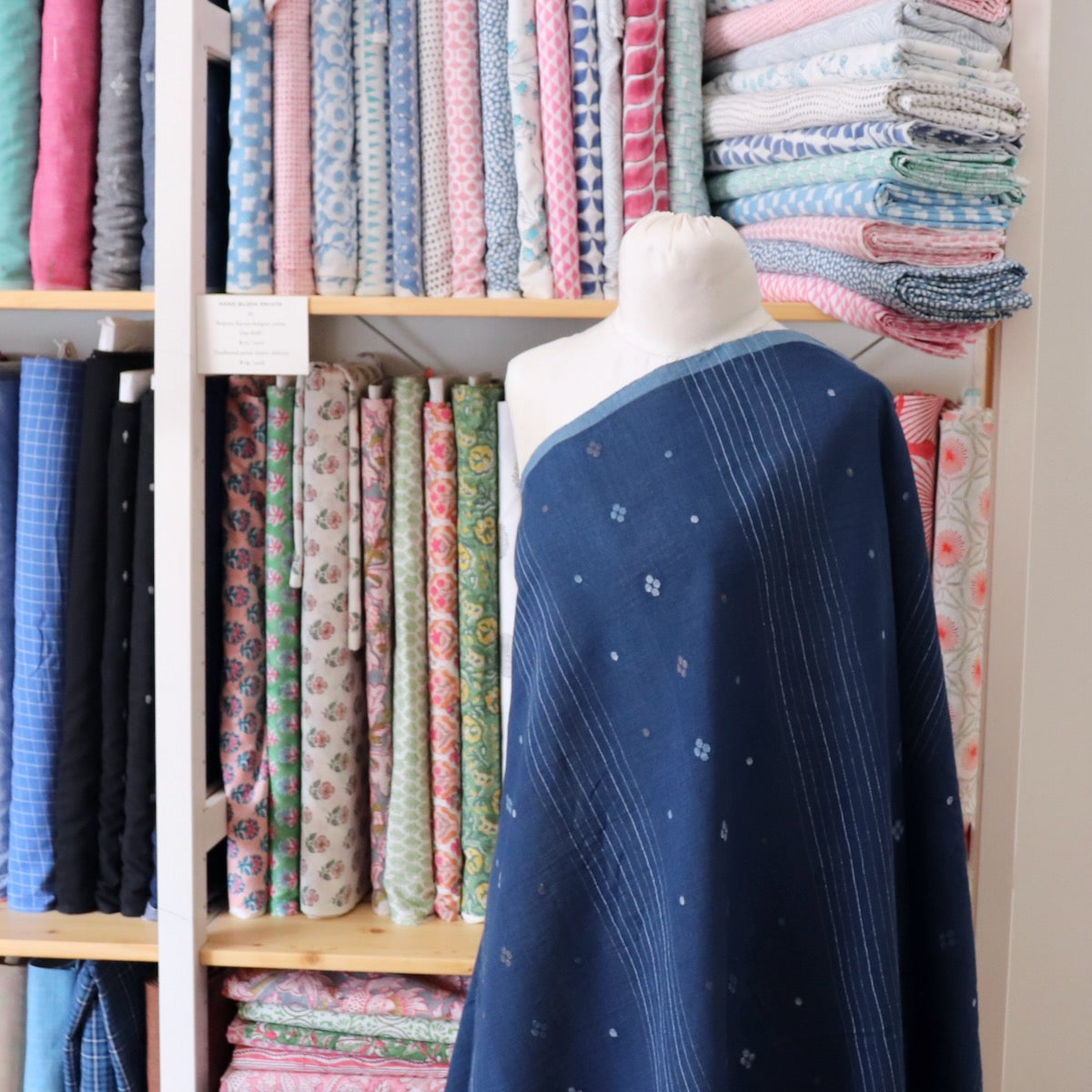 Dark Indigo Stripe Handloom Jamdani Cotton