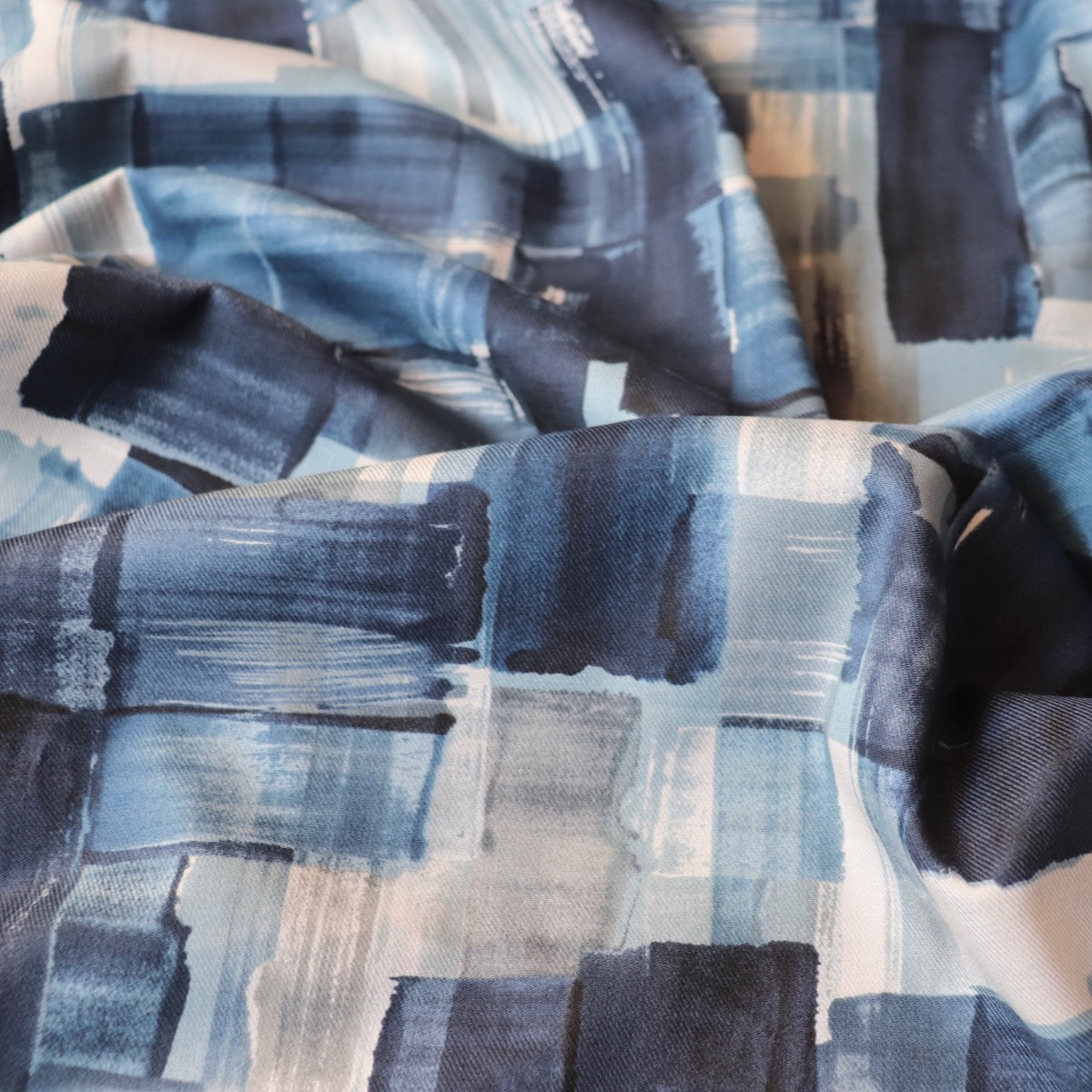hokkoh brushstoke print cotton twill fabric blue and white by the yard