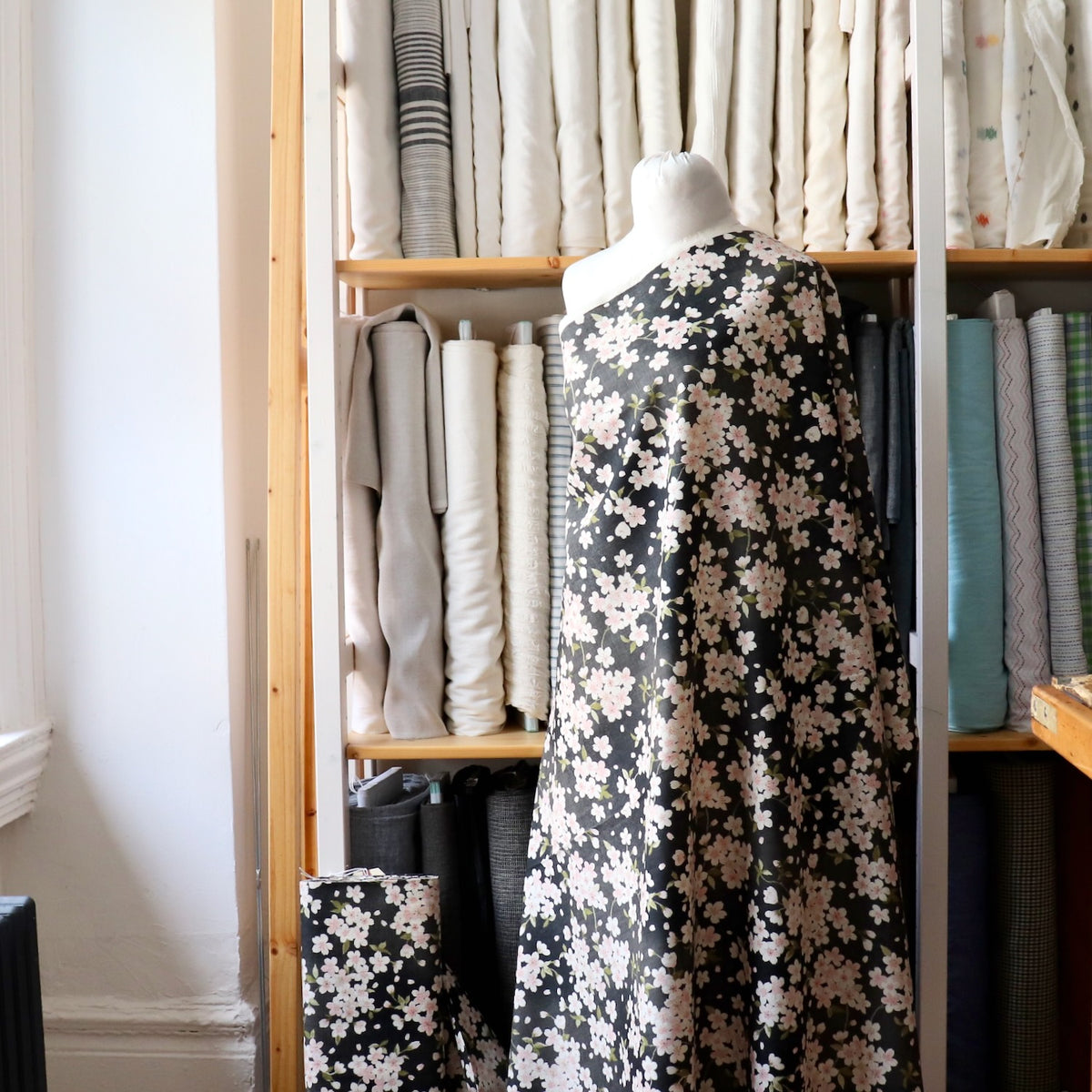 Cherry Blossom Cotton Dobby — Smokey Grey