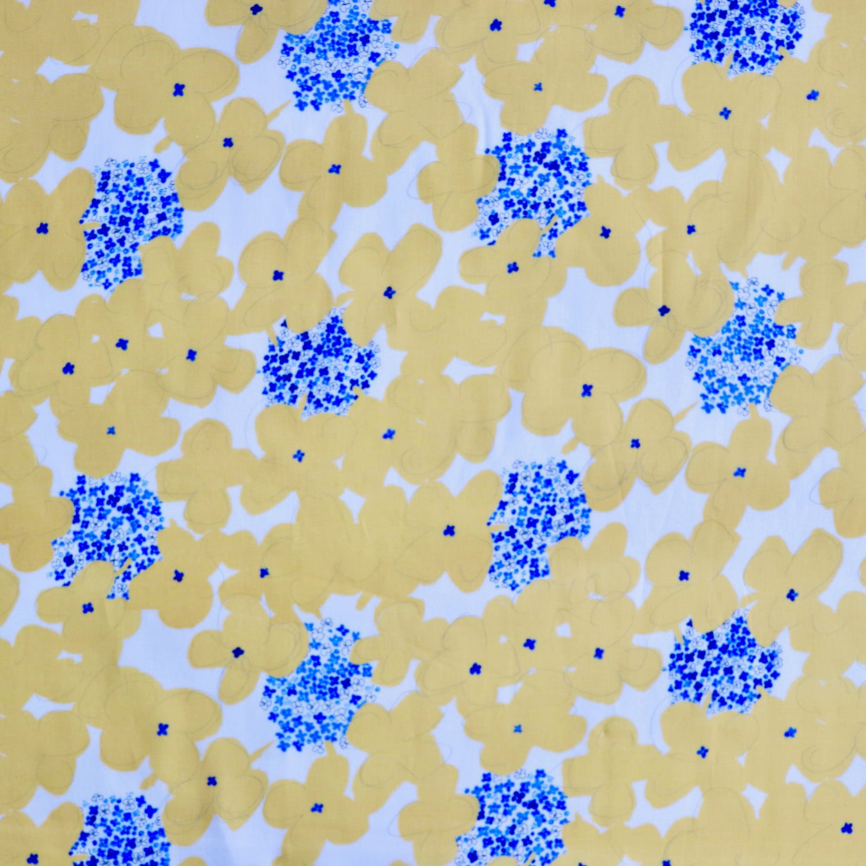 yellow floral print cotton lawn fabric by Hokkoh Japan