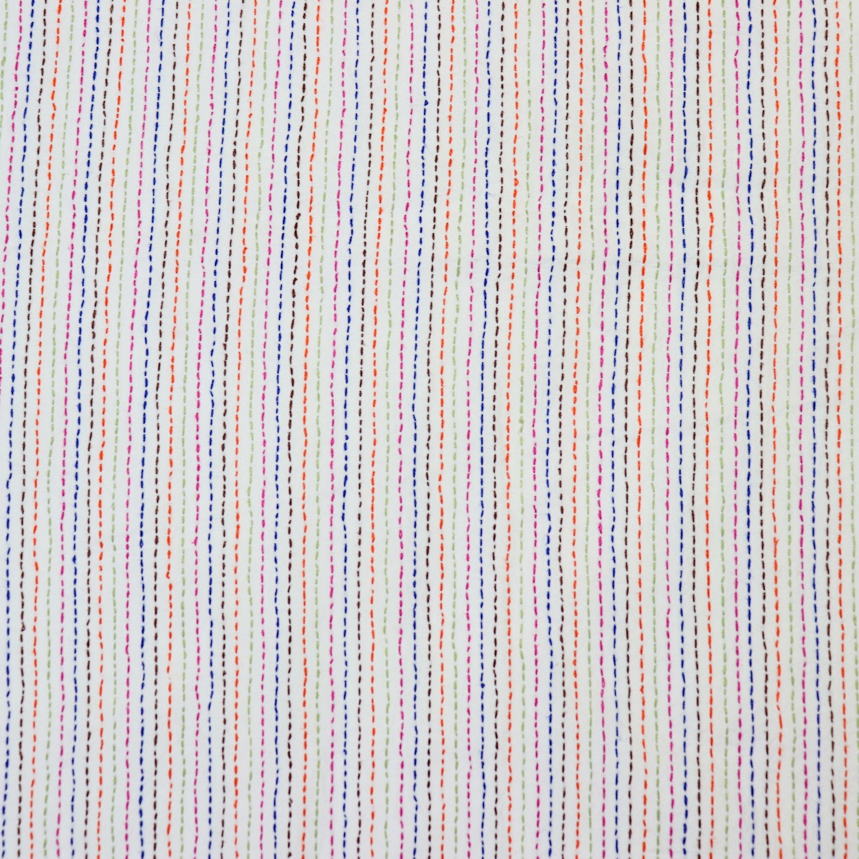 colorful embroidered kantha cotton yardage