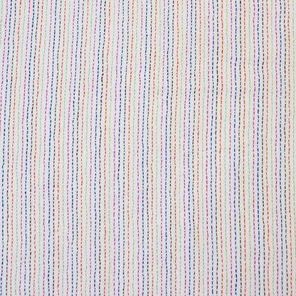 colorful embroidered kantha cotton yardage