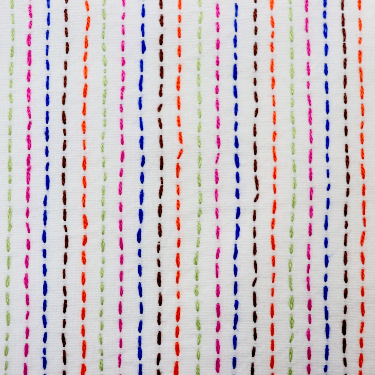 colorful embroidered kantha cotton yardage