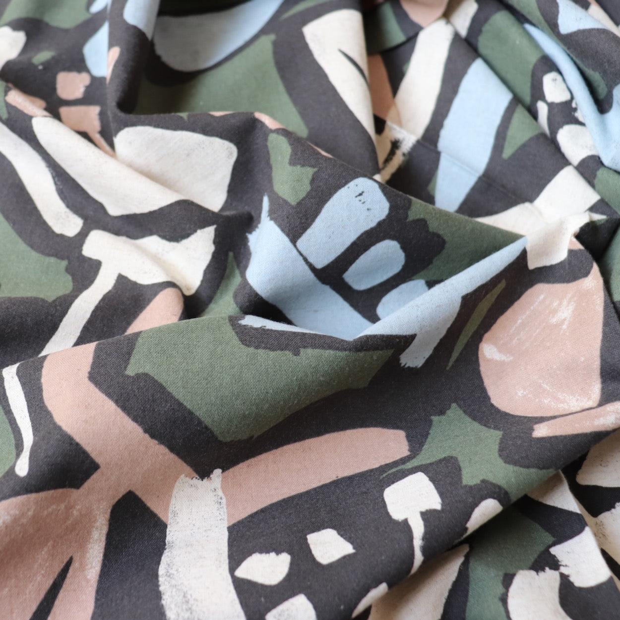 oversized floral print fabric from Hokkoh Japan green and blue linen cotton