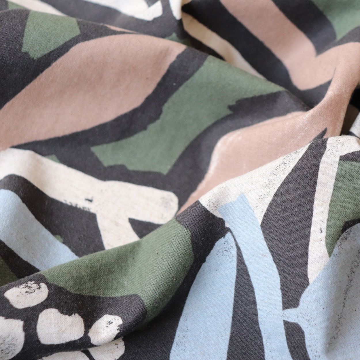 oversized floral print fabric from Hokkoh Japan green and blue  linen cotton