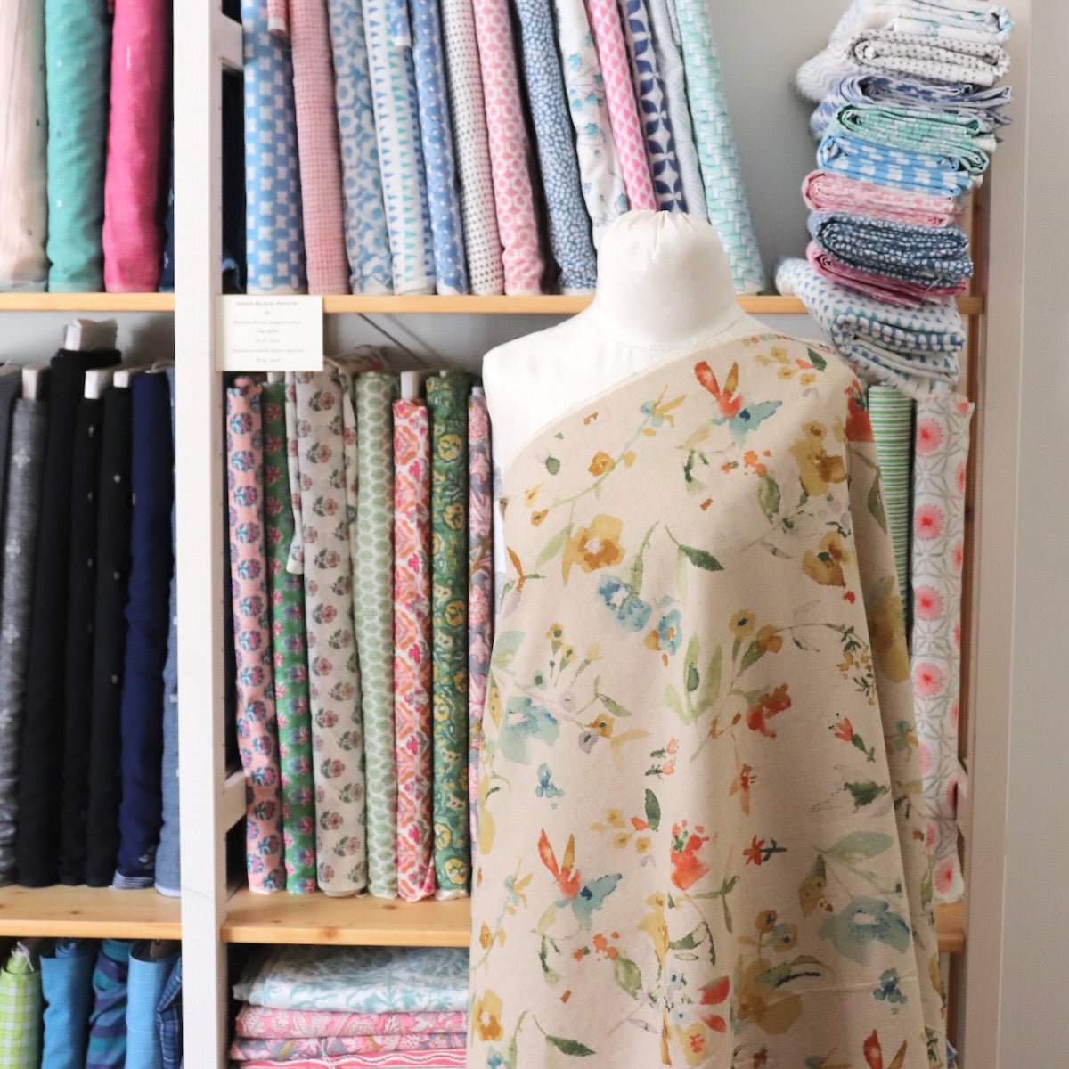 Watercolor Floral Linen Cotton — Natural