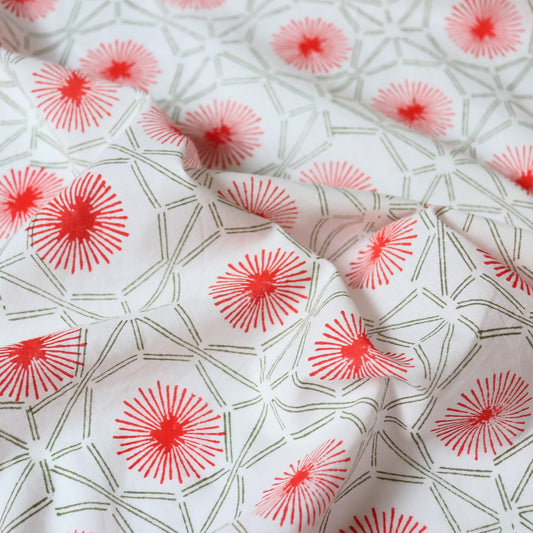 Starburst Block Print Cotton  — Olive