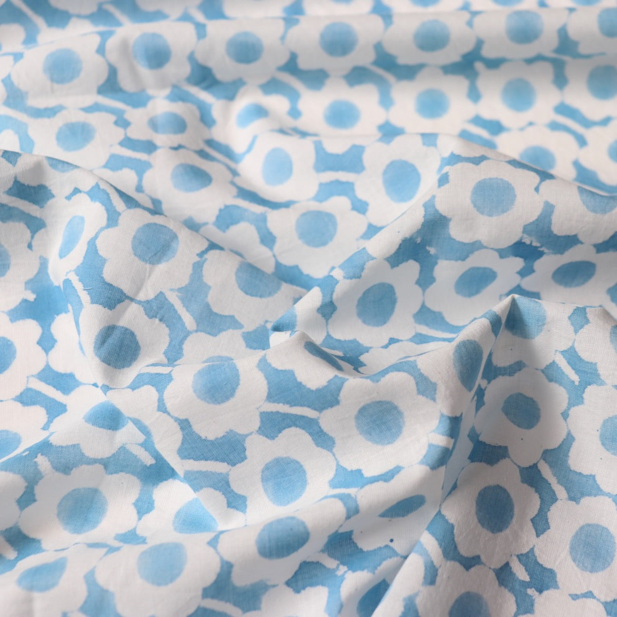 Swatch — Brahma Karma Block Print — Blue Flower Gadh