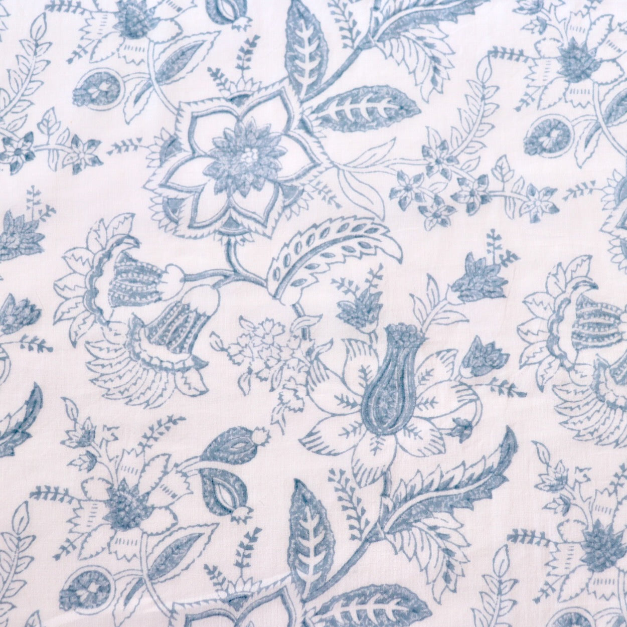 hand block floral print on soft white cotton for summer sewing