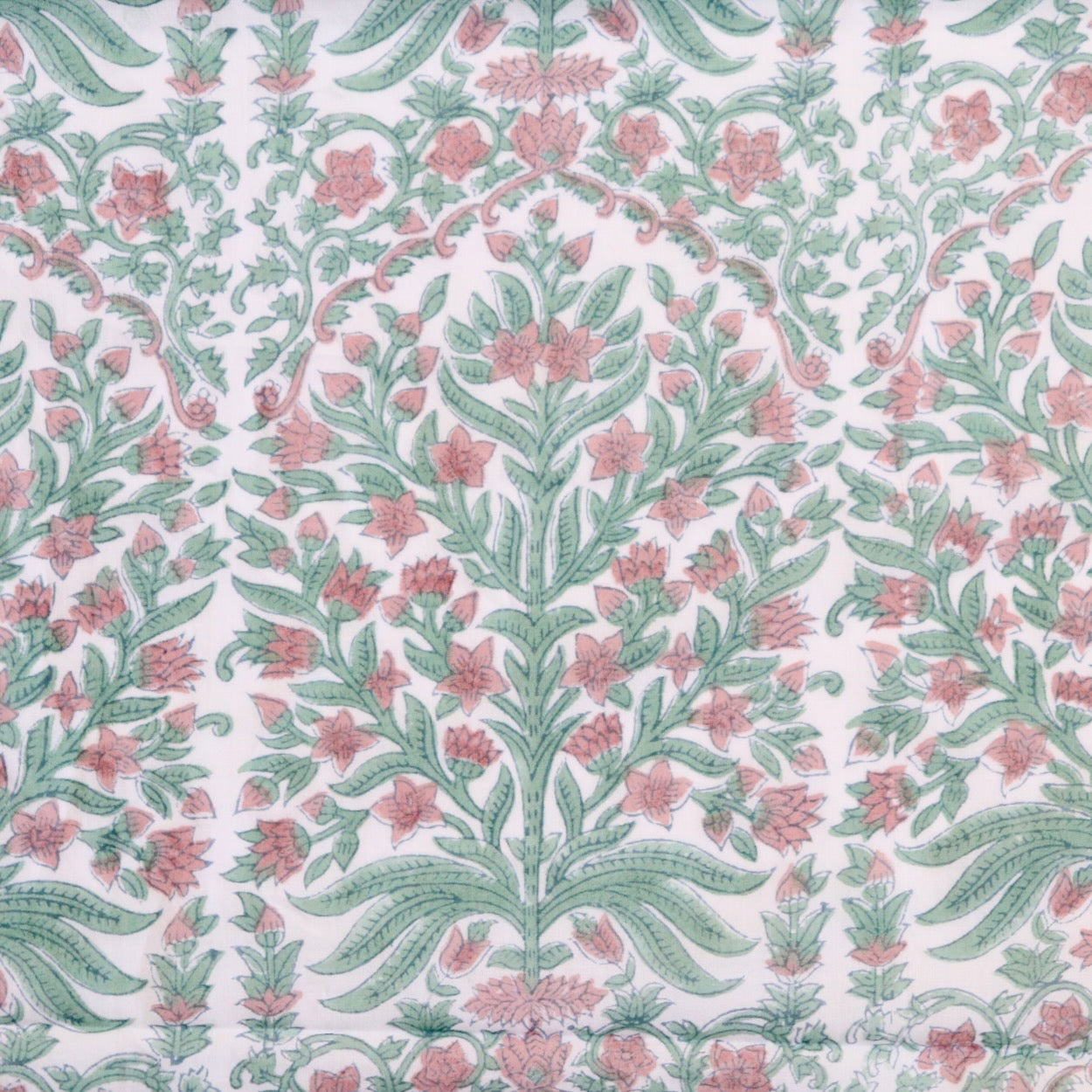 classic Indian floral design hand block print cotton fabric for quilting and dressmaking