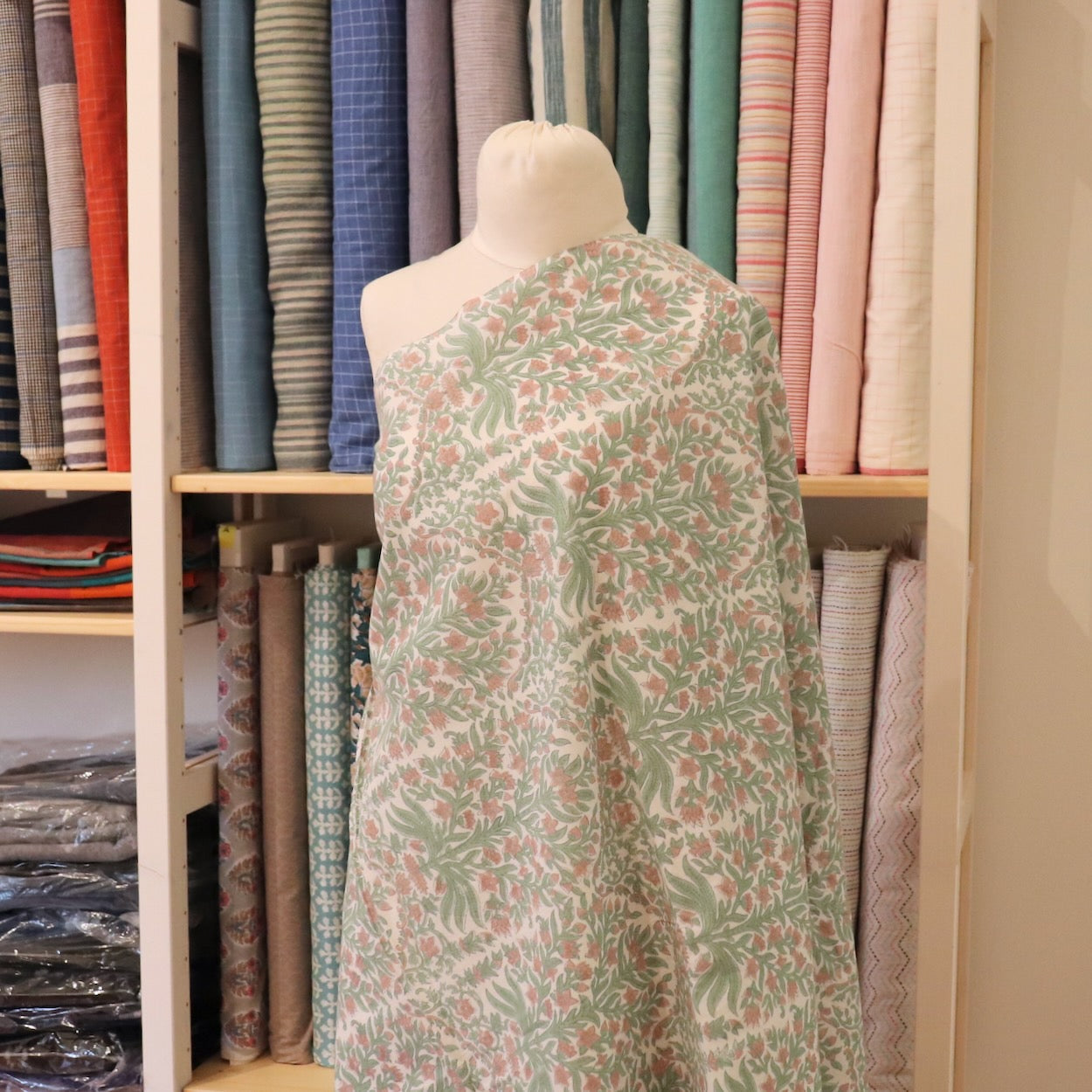 classic Indian floral design hand block print cotton fabric for quilting and dressmaking