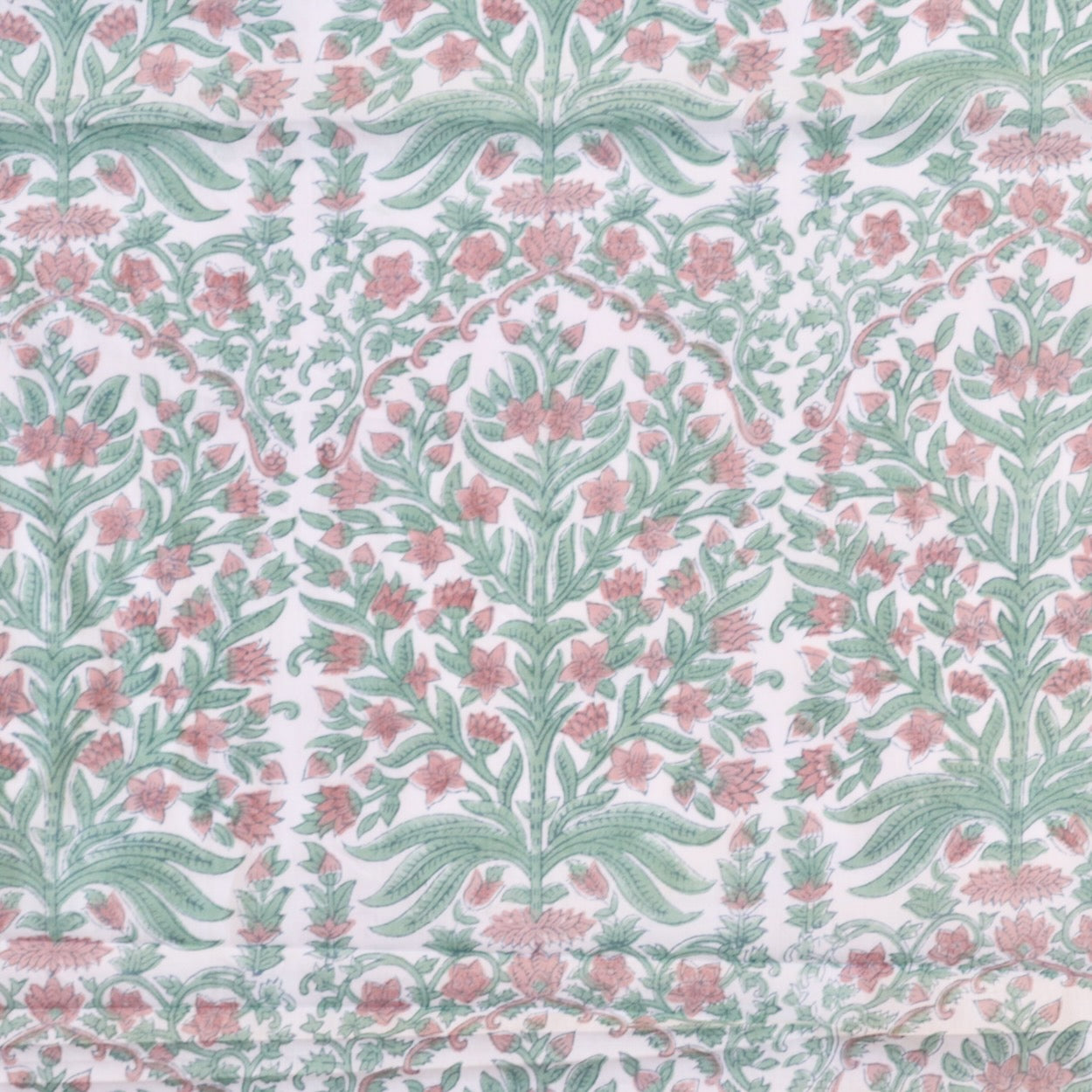classic Indian floral design hand block print cotton fabric for quilting and dressmaking