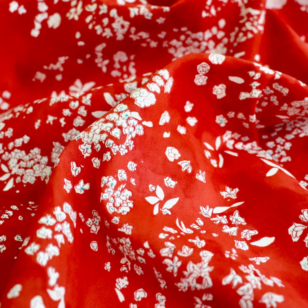 Lei Nani Red Organic Cotton Lawn by Nani Iro Kokka Fabrics Japan