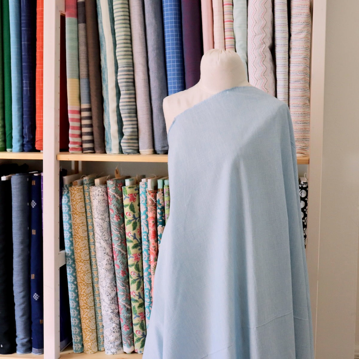 organic cotton fabric by the yard light blue
